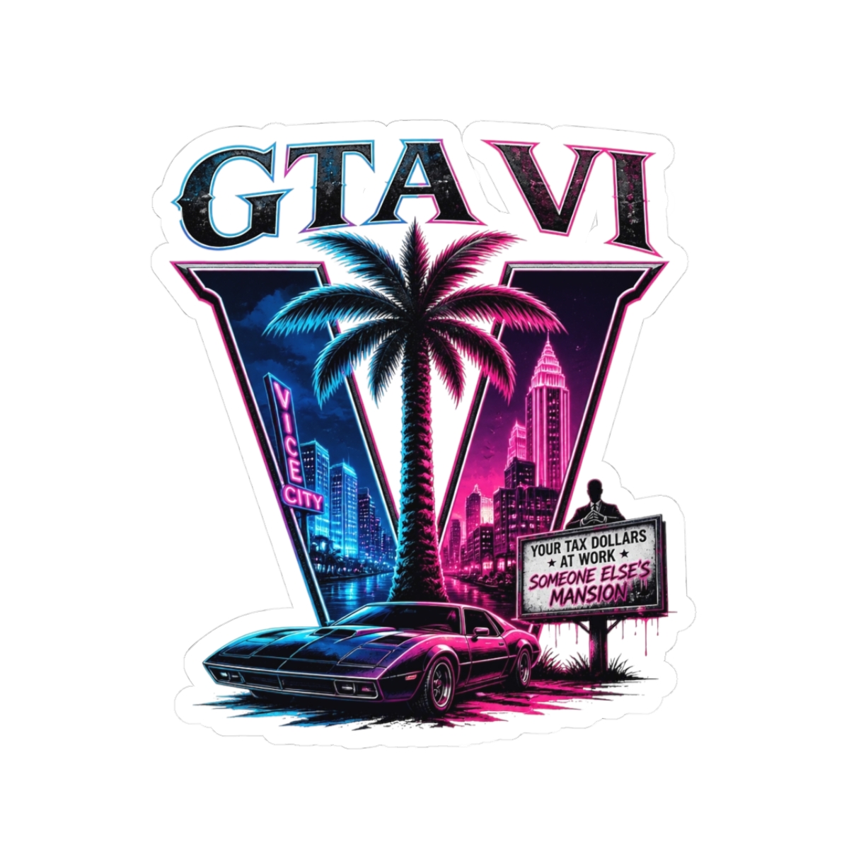 GTA VI "GTA VI" Sticker - alternate angle 1, merchandise